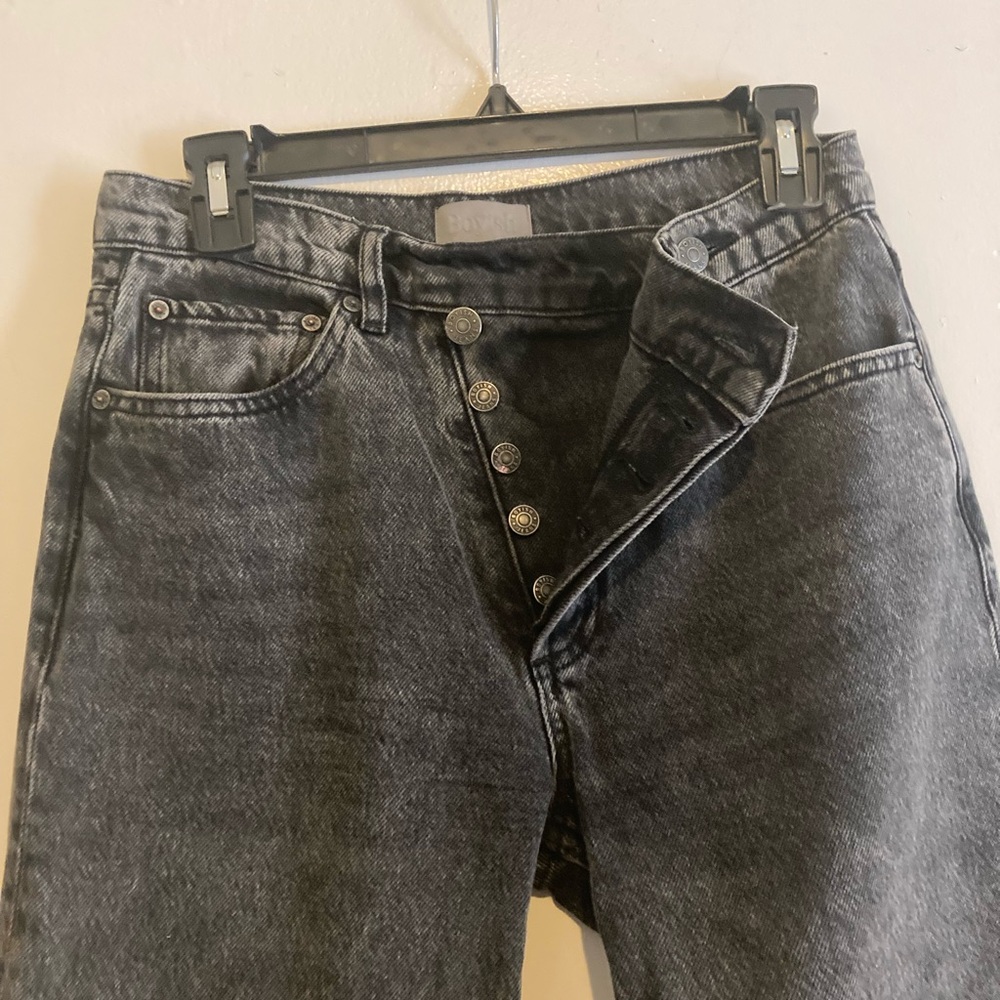 BOYISH The Casey Rigid High Rise Straight Jean Asymmetrical Buttons - Picture 11 of 13